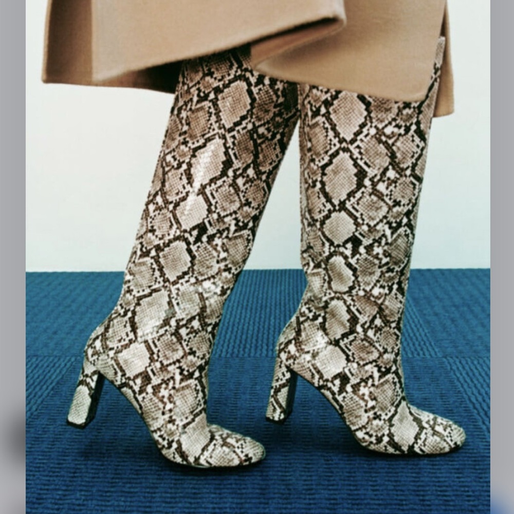Zara Snake Print Boots Size 41